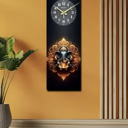 OLIVE TREE Black & Gold-Toned Printed Analogue Traditional Wall Clock-32
