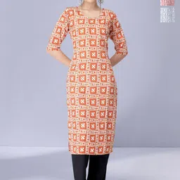 HERE&NOWSelection Of 3 Geometric Printed Round Neck Straight Kurtas-image-68