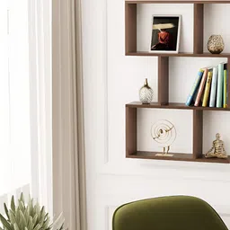 bluewud Maple Brown Wooden Wall Floating Shelf-image-15