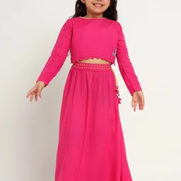 Somersault Girls Embellished Beaded Haathi Cotton Ready to Wear Lehenga & Choli-picture-32
