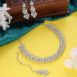 Atasi International Rhodium-Plated Crystals And American Diamond-Studded Jewellery Set-image-13