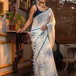 Sidhidata Floral Printed Chanderi Saree-image-60