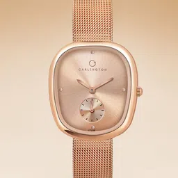 CARLINGTON Women Dial & Stainless Steel Straps Analogue Watch Iconic 2048 Rose Gold-57