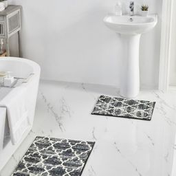 Pano Grey & White Patterned 2000 GSM Anti-Skid Bath Rugs-picture-28