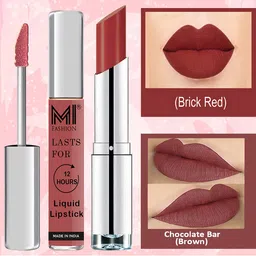 MI FASHION Set of Liquid Lipstick 3.5ml - 10 & Creamy Matte Lipstick 3.5g - 20-38