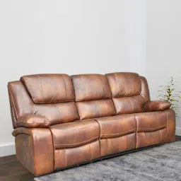 royaloak Fusion Leather 3 Seater Manual Recliner Sofa with USB Port in Brown Colour-picture-49