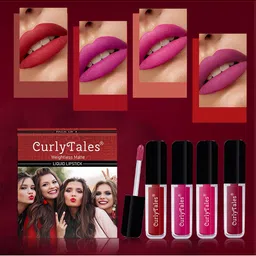 CurlyTales Set Of 4 Weightless Matte Full Coverage Liquid Lipsticks - 03, 04, 05, 07-9
