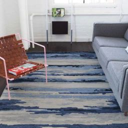 saraswati global Blue Abstract Viscose 4 ft x 6 ft Hand Tufted Carpet-picture-16