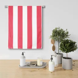 Urban Magic Pink & White Striped 160 GSM Bath Towel-image-88