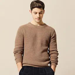 Mr Bowerbird Men Beige Tailored Fit Solid Pullover-image-61
