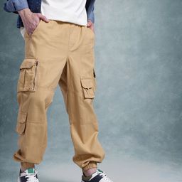 The Roadster Life Co. Men Pure Cotton Relaxed Fit Cargo-Style Joggers-image-13