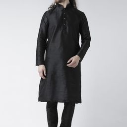 DEYANN Men Black Solid Kurta with Churidar-picture-51