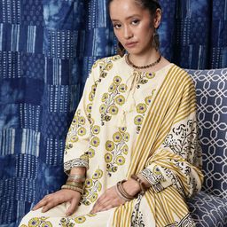 Taavi Bagru Floral Printed Regular Kurta With Trousers & With Dupatta-picture-44