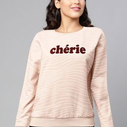 Vero Moda Women Peach-Coloured & White Striped Sweatshirt-picture-0