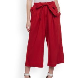 Castle Women Red Smart Regular Fit Solid Culottes-image-10