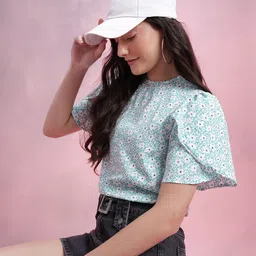 DressBerry Floral Print Tulip Sleeve Top-image-46