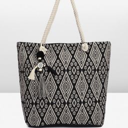Anouk Geometric Printed Oversized Structured Tote Bag with Tasselled-8