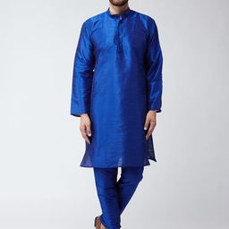 SOJANYA Men Navy Blue Solid Kurta with Churidar-image-52