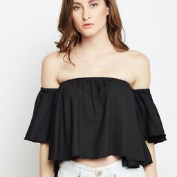 Berrylush Women Black Solid Bardot Top-picture-23