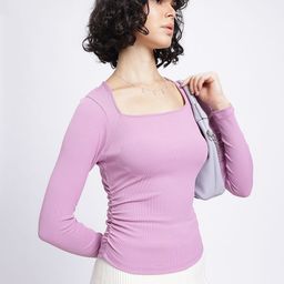 glitchez Ruched Rave Ribbed Top-image-42