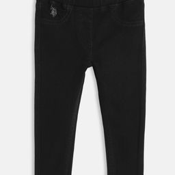 U.S. Polo Assn. Kids Girls Black Regular Fit Mid-Rise Clean Look Stretchable Jeans-image-44