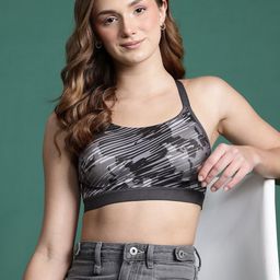 DressBerry Abstract Printed Full Coverage Lightly Padded Workout Bra-23