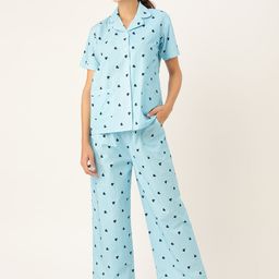 Rapra The Label Women Blue Printed Night suit-image-63