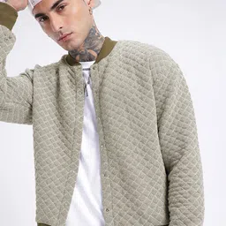 glitchez Street Savvy Textured Relaxed Fit Quilted Jacket-39