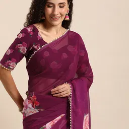 LOOKNBOOK ART Floral Beads & Stones Saree-image-64