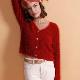 Vero Moda Cable Knit Cardigan With Fuzzy Detail-image-55