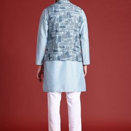 Anouk Men Printed Regular Kurta with Pyjamas And Nehru jacket image 4