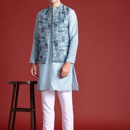 Anouk Men Printed Regular Kurta with Pyjamas And Nehru jacket image 5