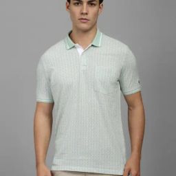 Louis Philippe Green Cotton Slim Fit Printed Polo T-Shirt-image-32