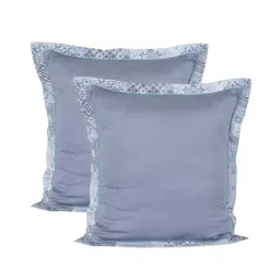 Maspar Fretwork Blue Cotton 400 TC Pillow Covers - Set of 2-image-6