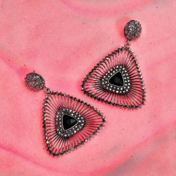 Sohi Stone Lined Triangle Black Dangler Earrings for Women & Girls-image-42