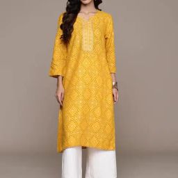 Anubhutee Mustard Printed Straight Kurta-image-71