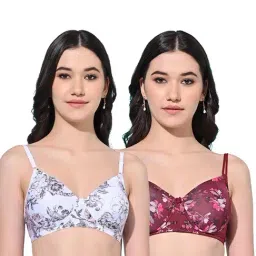 FIMS White & Maroon Printed Bras - Pack Of 2-image-48