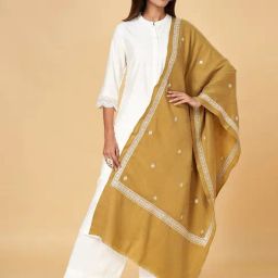 Rangmanch by Pantaloons Mustard Embroidered Shawl-47
