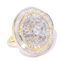 Priyaasi Gold-Plated American Diamond Studded Adjustable Ring in Floral Pattern-25