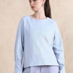RAREISM Blue Cotton Blend Solid Long Sleeves Sweatshirt-image-18