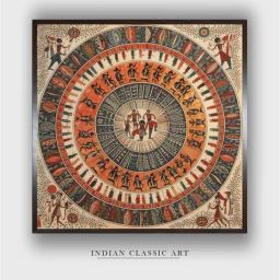 Indian Classic Art Multicolor Canvas Abstract Wall Art-34