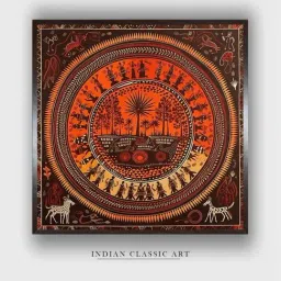 Indian Classic Art Multicolor Canvas Abstract Wall Art-image-30
