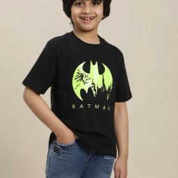 Kidsville Batman Printed Regular Fit Black T-Shirt For Boys-17