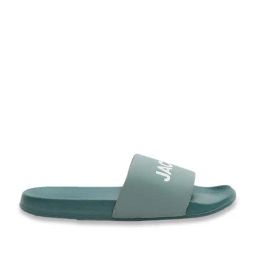 Jack & Jones Men's SMU Iceberg Green Logo Print Pool Slides-image-63