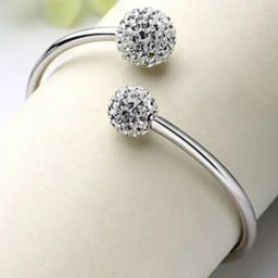 Peora Silver Cubic Zirconia Studded Flexible fit Bracelets-image-69