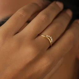 Mabel 92.5 Sterling Silver 18k Gold-Plated Curved Adjustable Band Ring-image-92