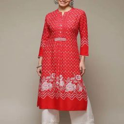 Rangriti Red Printed Straight Kurta-image-22