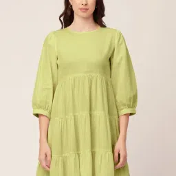 Moomaya Yellow Fit & Flare Dress-picture-47