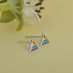 GIVA 92.5 Sterling Silver Triangular Colored Earrings for Women-image-15