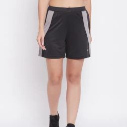 Clovia Black Regular Fit Shorts-image-86
